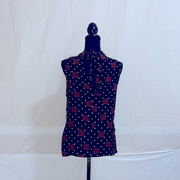 Three Dots Sleeveless Mock Neck Floral Polka Dot Top Size S - Picture 4 of 8